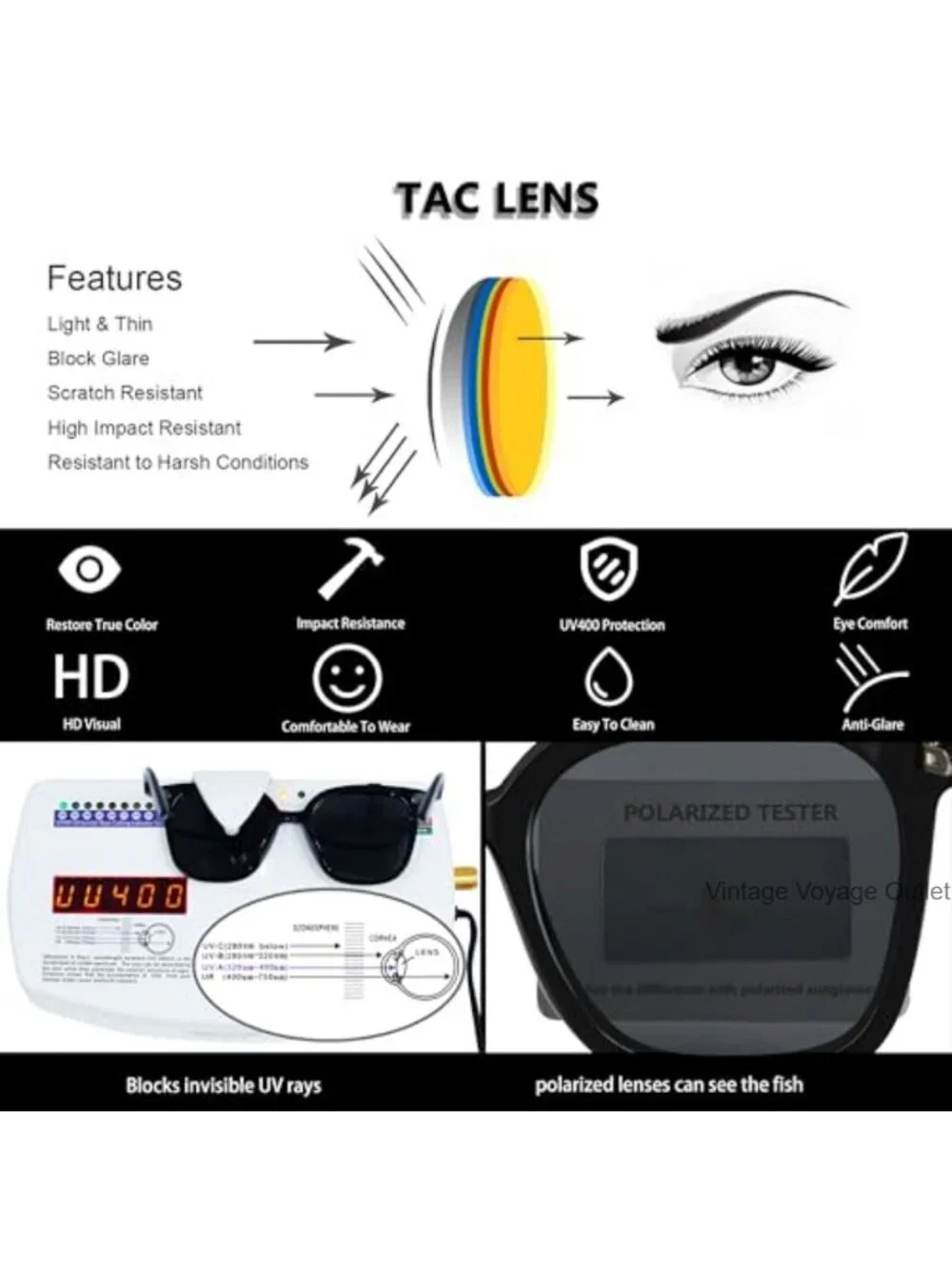 Oversized Polarized Square Sunglasses TR90 Frame UV400 Protection